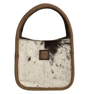 NEW STS RANCHWEAR cowhide sugar satchel in white/black